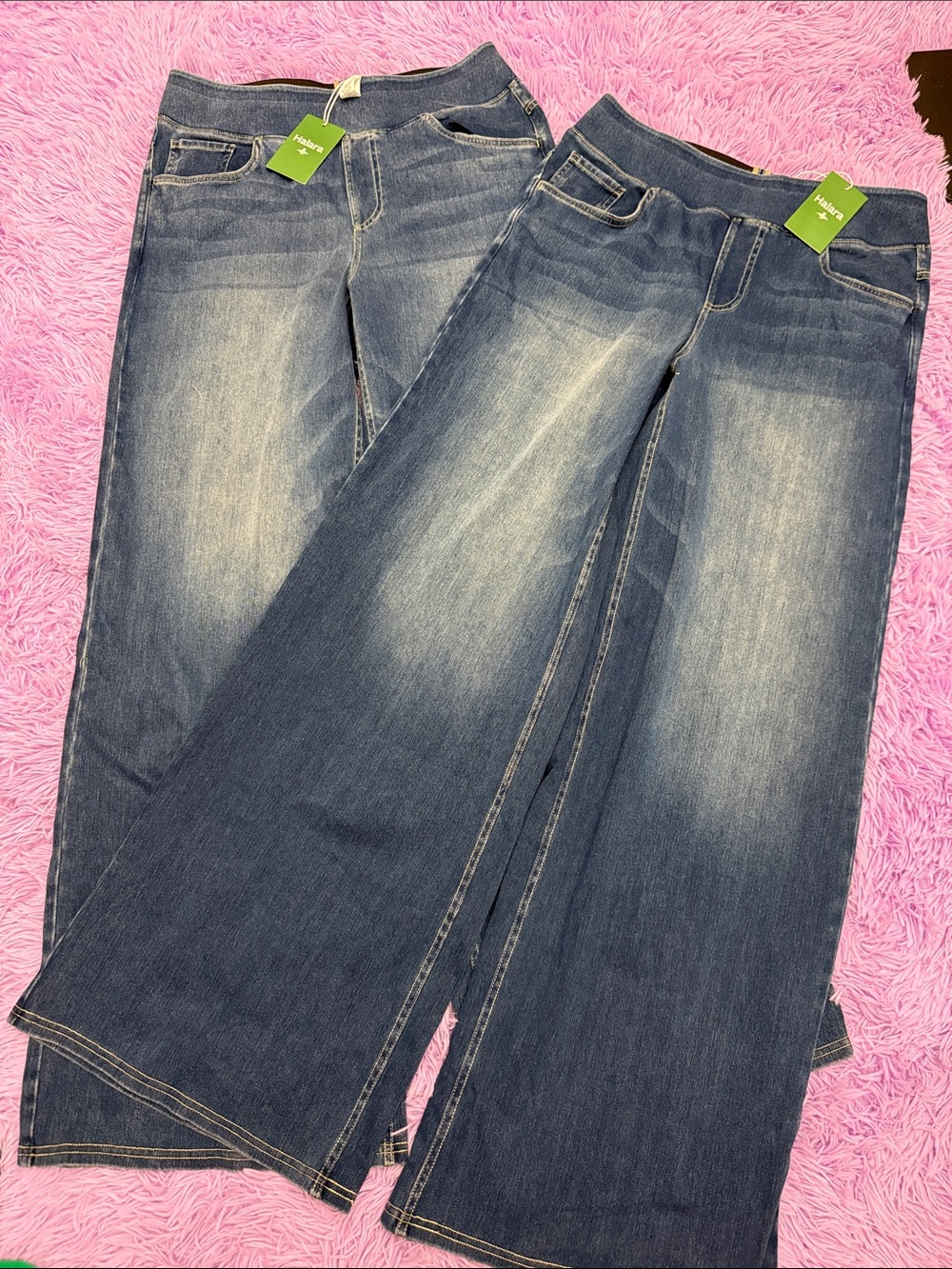 Halara Women’s Large Tall Bundle Dark Blue Wide Leg Jeans
